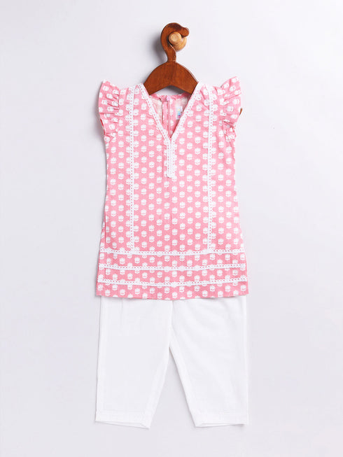 Girl's' Pink Kurta Set
